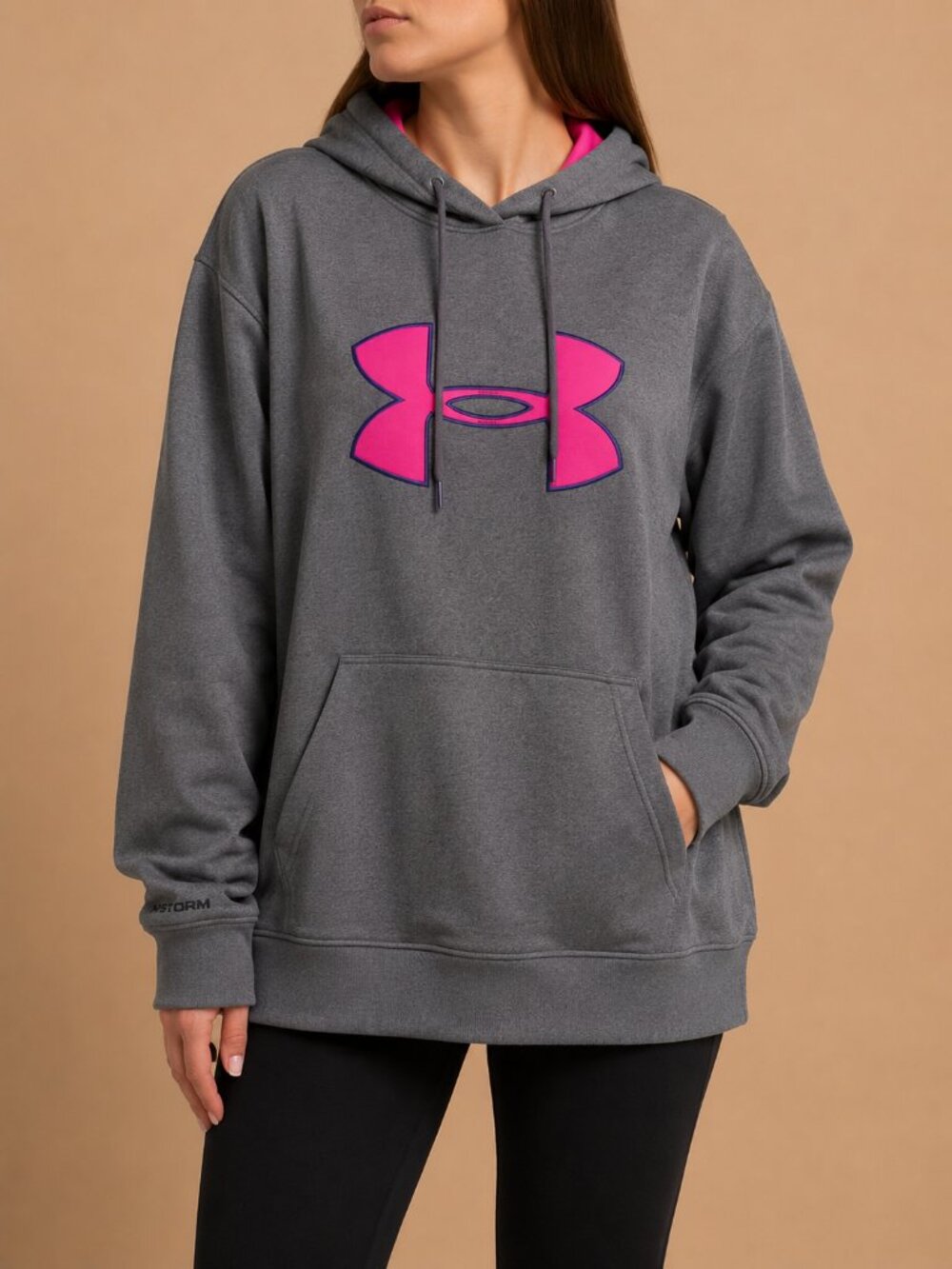 Under Armour ColdGear Storm Hoodie Gray Pink Logo (Women’s XL)